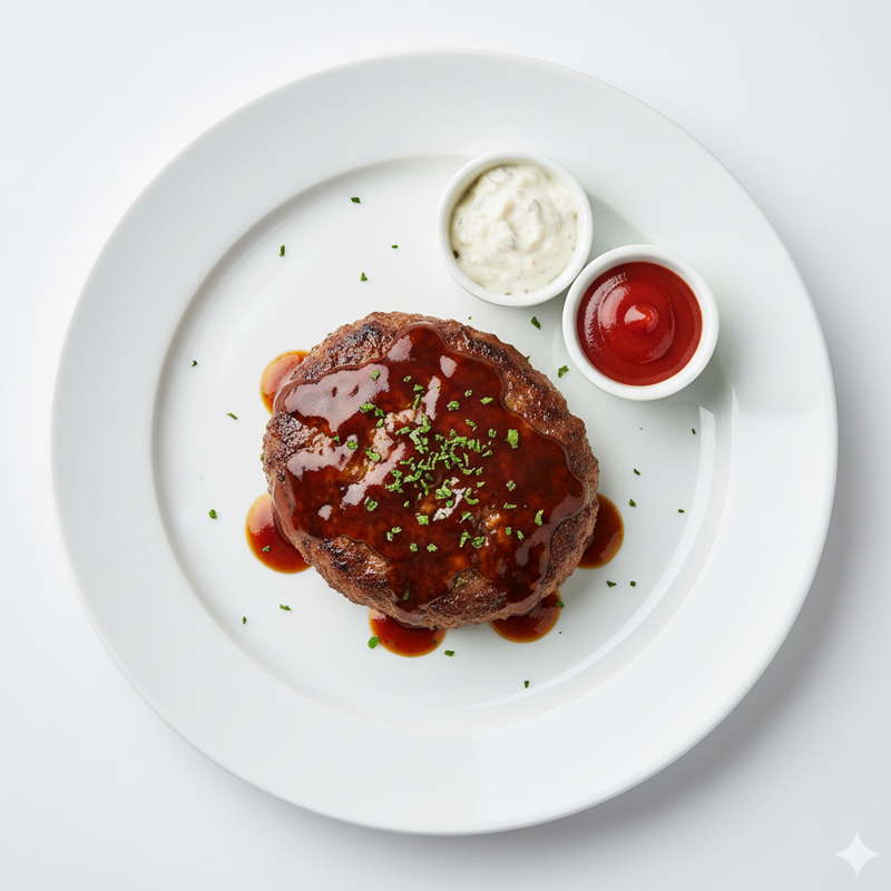 ふっくらジューシー！3種ソースのハンバーグ（照り焼き・デミグラス・ケチャップ）